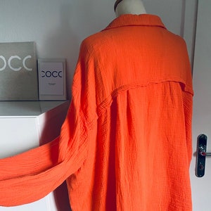 Oversized Musselinbluse XS-XXL Hemd Orange schuhzwang Bild 1