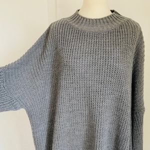 Oversized Ripp-Strickpullover Grobstrick CARLA Grau SCHUHZWANG Bild 1