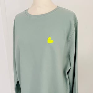 Oversized great sweatshirt with hearts - lime green/neon yellow - SCHUHZWANG