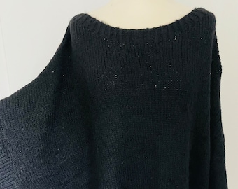 Oversized Strickpullover INDRA Pulli Schwarz SCHUHZWANG