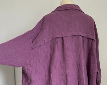 Oversized Musselinbluse XS-XXL Aubergine SCHUHZWANG