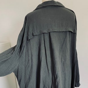 Oversized muslin blouse XS-XXL shirt anthracite dark gray SCHUHZWANG image 1