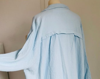 Oversized muslin blouse XS-XXL shirt light blue schuhzwang