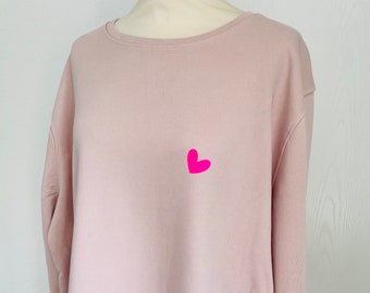 Oversized tolles Sweat-Shirt Rosé Herzchen Neonpink SCHUHZWANG