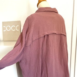 Oversized short muslin blouse XS-XL shirt light rosewood medium old pink old rose SCHUHZWANG