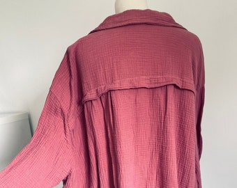 Oversized muslin blouse XS-XXL Rosewood Dark-Old Pink Old-Rosé SCHUHZWANG