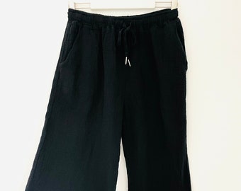 Wide muslin trousers size. 34-40 black wide trousers SCHUHZWANG