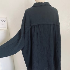 Oversized muslin blouse XS-XXL shirt black schuhzwang