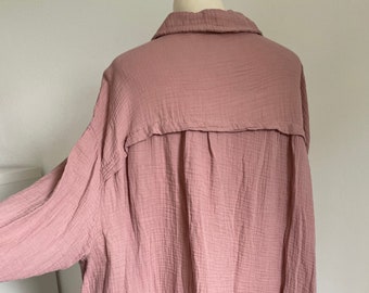 Oversized muslin blouse XS-XXL light rosewood medium old pink old rose SCHUHZWANG