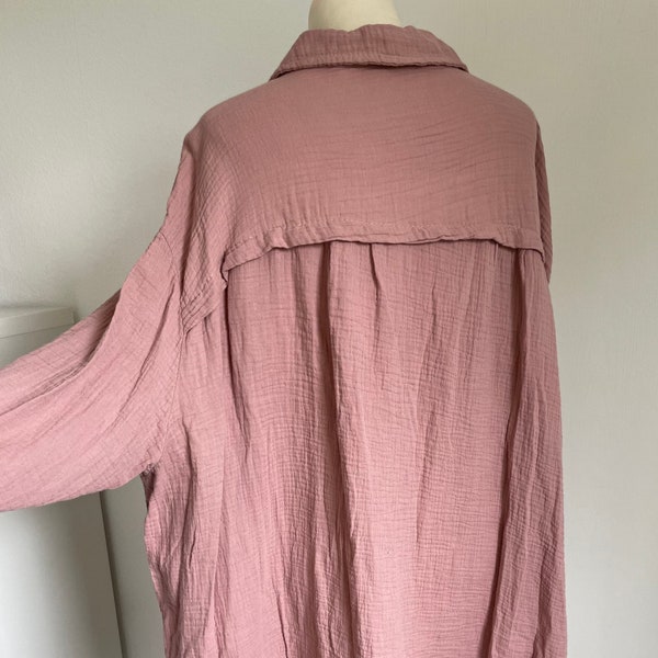 Oversized Musselinbluse XS-XXL Hell-Rosenholz Mittel-Altrosa Alt-Rosé SCHUHZWANG