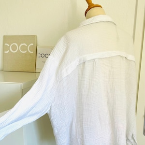 Oversized short muslin blouse XS-XL shirt white schuhzwang