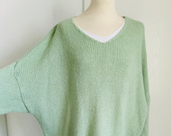 Oversized knitted sweater CIA sweater - Mint - SCHUHZWANG