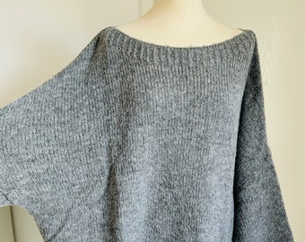 Oversized Strickpullover INDRA Pulli - Mittelgrau - SCHUHZWANG