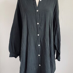 Oversized muslin blouse XS-XXL shirt anthracite dark gray SCHUHZWANG image 2