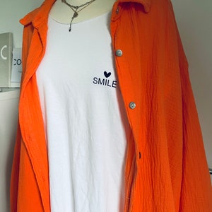 Oversized Musselinbluse XS-XXL Hemd Orange schuhzwang Bild 6