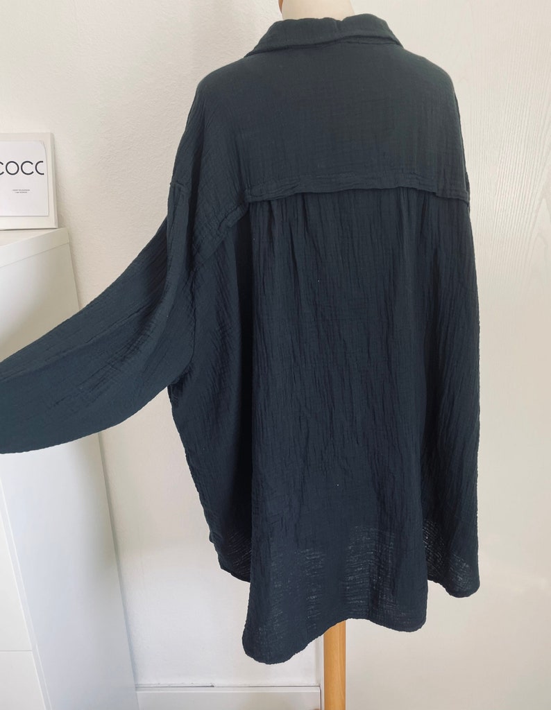 Oversized Musselinbluse XS-XXL Hemd Schwarz schuhzwang Bild 1