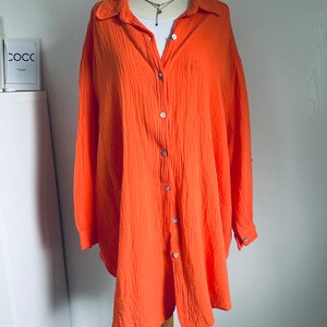 Oversized Musselinbluse XS-XXL Hemd Orange schuhzwang Bild 5