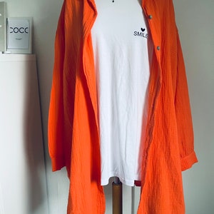 Oversized Musselinbluse XS-XXL Hemd Orange schuhzwang Bild 2