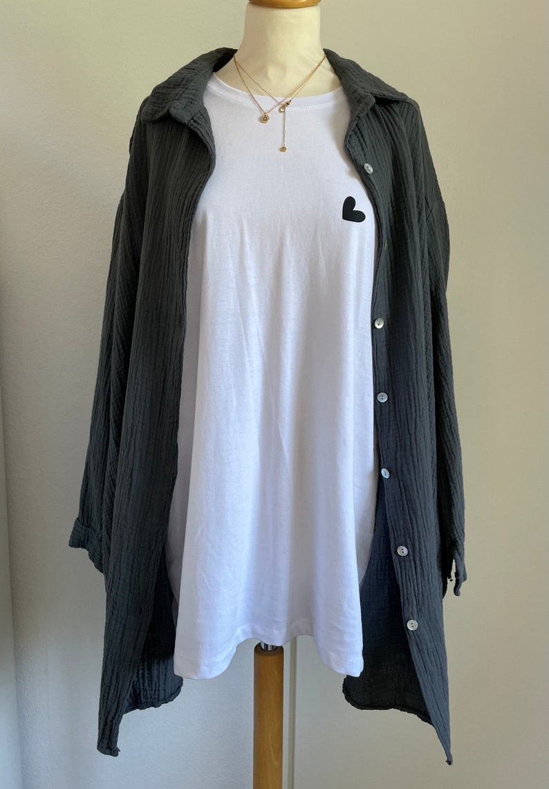 Oversized muslin blouse XS-XXL shirt anthracite dark gray SCHUHZWANG image 6