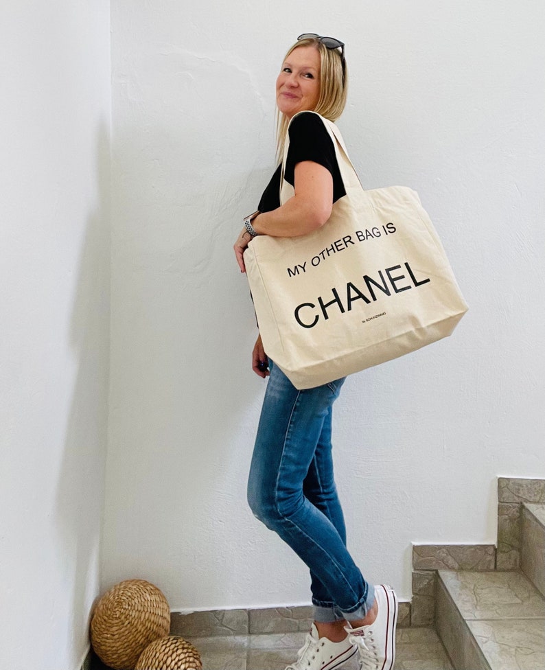 Canvas-Shopper XXL My other bag is Naturfarben oder Schwarz Aufdruck Statement schuhzwang Bild 2