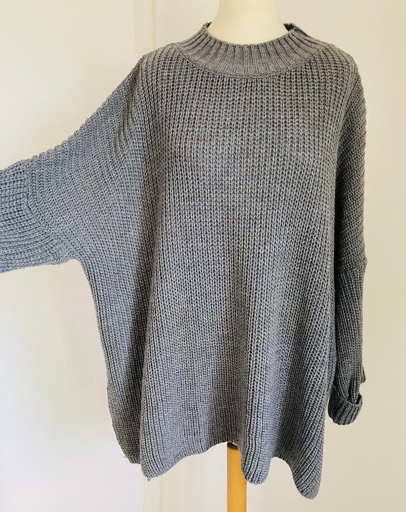 Oversized Ripp-Strickpullover Grobstrick CARLA Grau SCHUHZWANG Bild 1