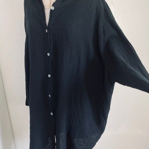 Oversized Musselinbluse XS-XXL Hemd Schwarz schuhzwang Bild 3