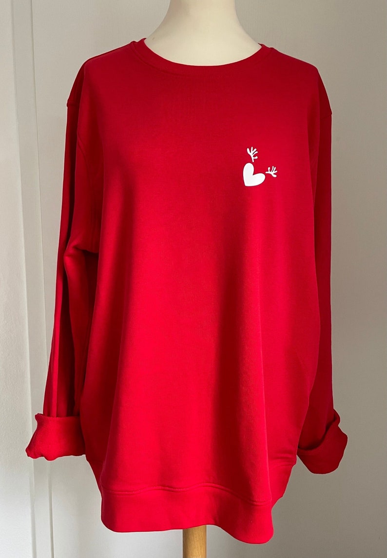 Geweih-Herz Sweat-Shirt Rentier Weihnachten Rot/Weiß SCHUHZWANG Bild 1