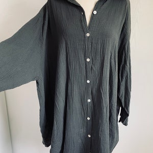 Oversized muslin blouse XS-XXL shirt anthracite dark gray SCHUHZWANG image 5