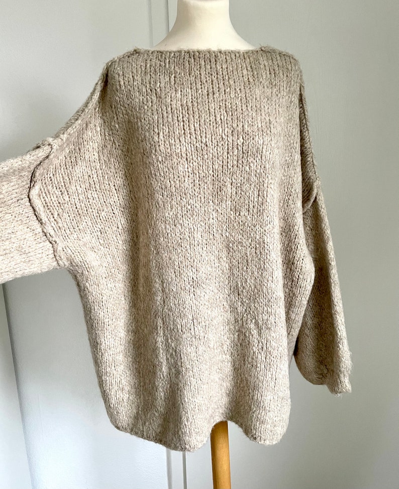 Oversized Strickpullover V-Auschnitt Grobstrick Matcha Pullover Pulli SCHUHZWANG Bild 6