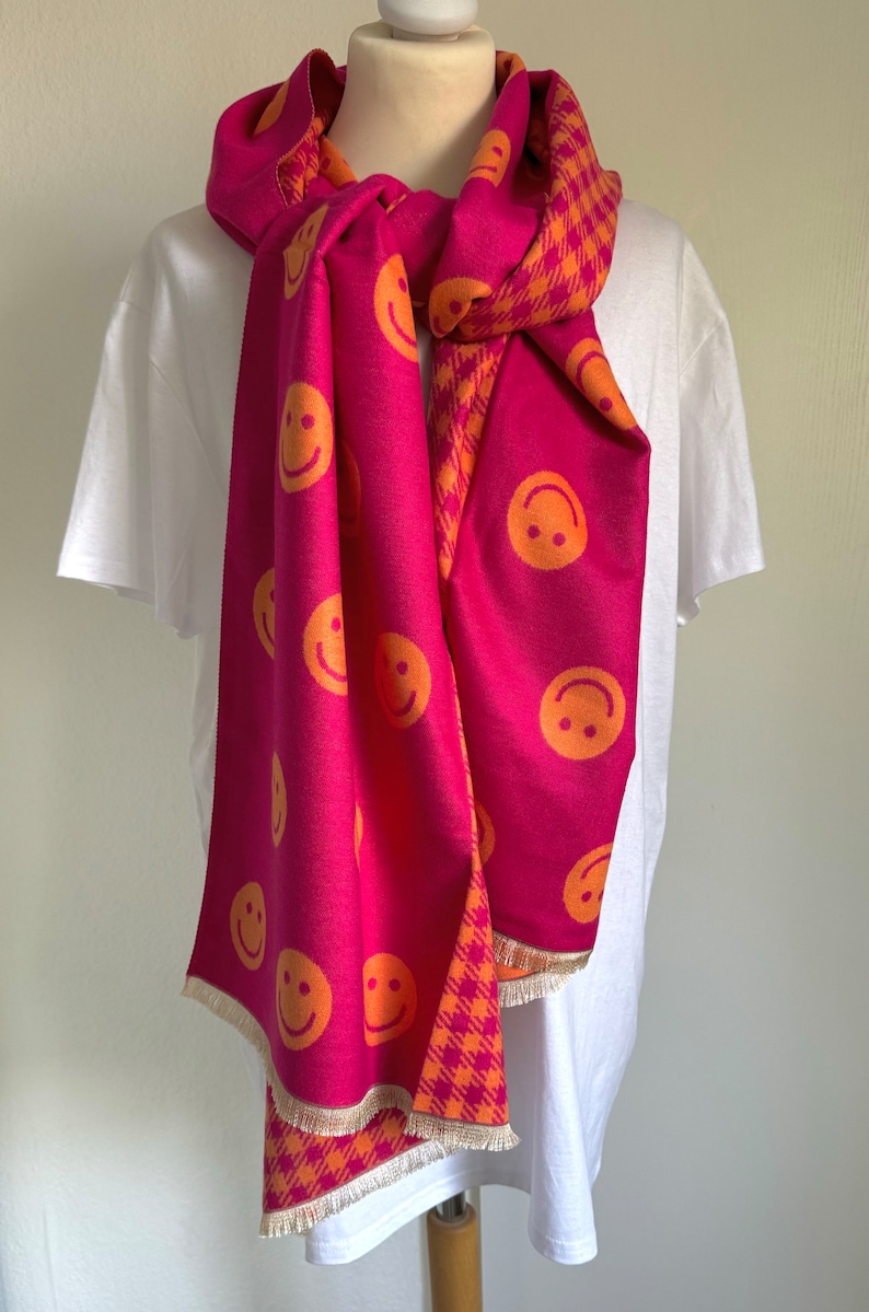 Scarf SMILEY soft cuddly scarf pink/orange SCHUHZWANG image 3