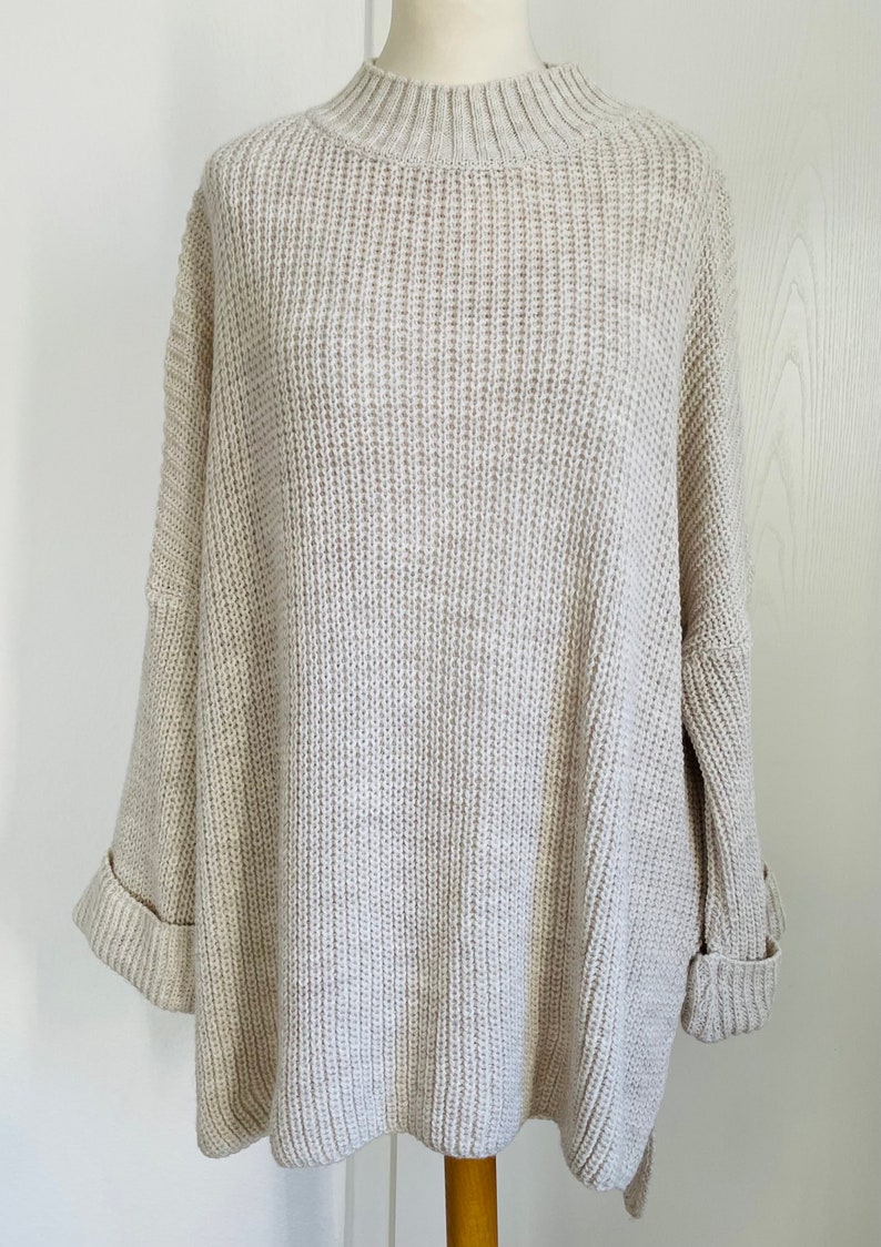 Oversized Ripp-Strickpullover Grobstrick CARLA Hell-Beige SCHUHZWANG Bild 2