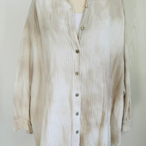 Oversized Musselinbluse XS-XXL Hemd Batik Sand-Beige SCHUHZWANG Bild 3