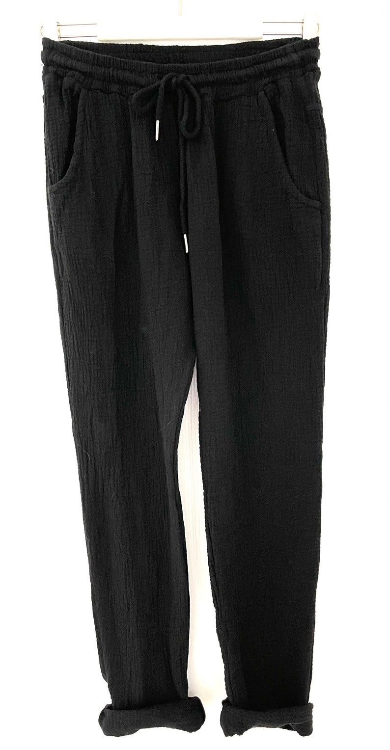 Musselin Joggpant Gr. 34-40 Schwarz Hose Joggerstyle schuhzwang Bild 4