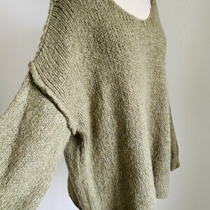 Oversized Strickpullover V-Auschnitt Grobstrick Matcha Pullover Pulli SCHUHZWANG Bild 3