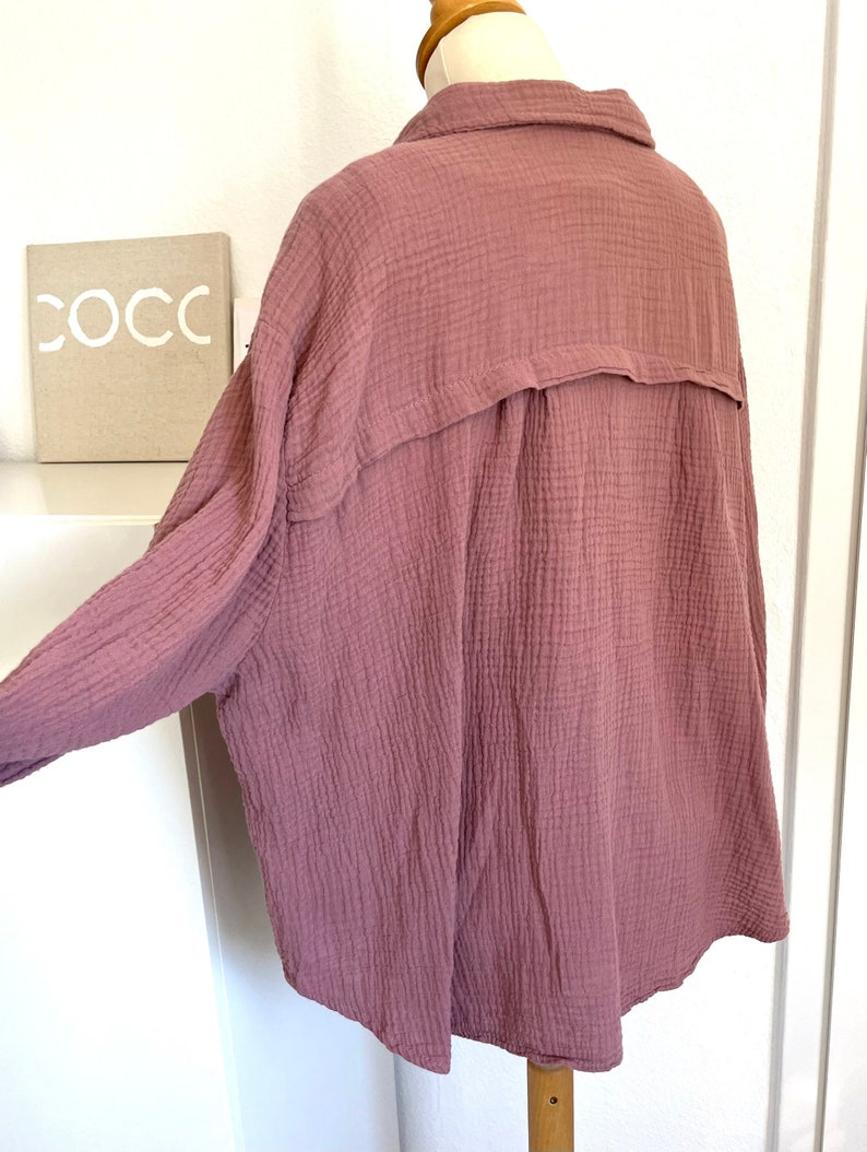 Oversized short muslin blouse XS-XL shirt light rosewood medium old pink old rose SCHUHZWANG image 1