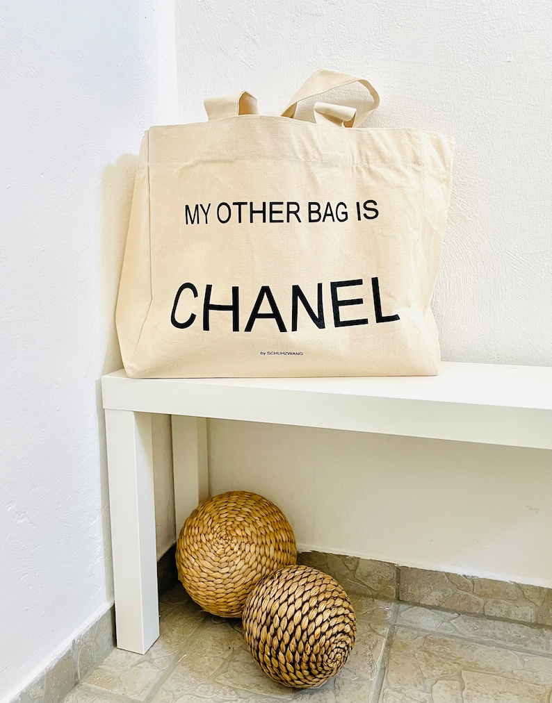 Canvas-Shopper XXL My other bag is Naturfarben oder Schwarz Aufdruck Statement schuhzwang Bild 3