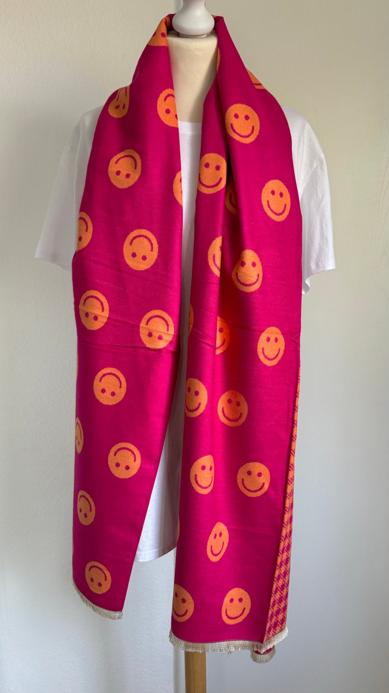 Schal SMILEY weicher Kuschelschal Pink/Orange SCHUHZWANG Bild 2