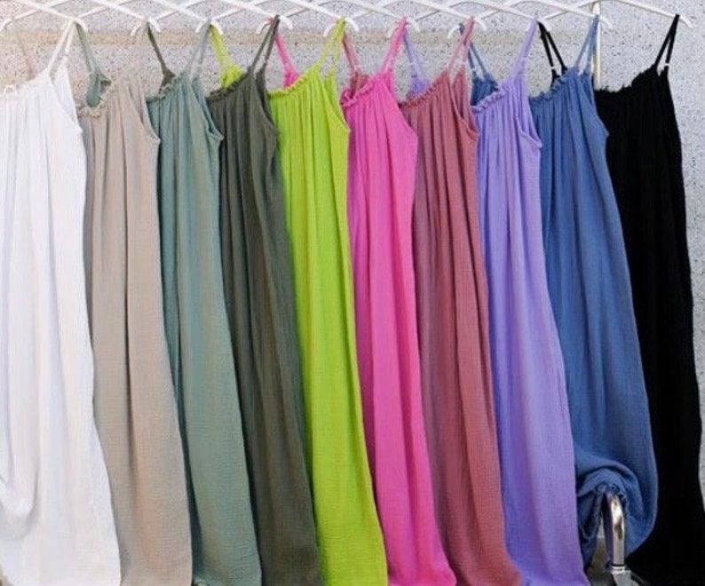 Muslin dress Lina Div. Colors strappy smock dress XS-XL dress SCHUHZWANG image 6