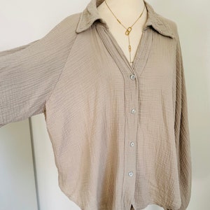 Oversized balloon sleeve muslin blouse sand beige SCHUHZWANG image 2