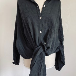 Oversized muslin blouse XS-XXL shirt anthracite dark gray SCHUHZWANG image 3