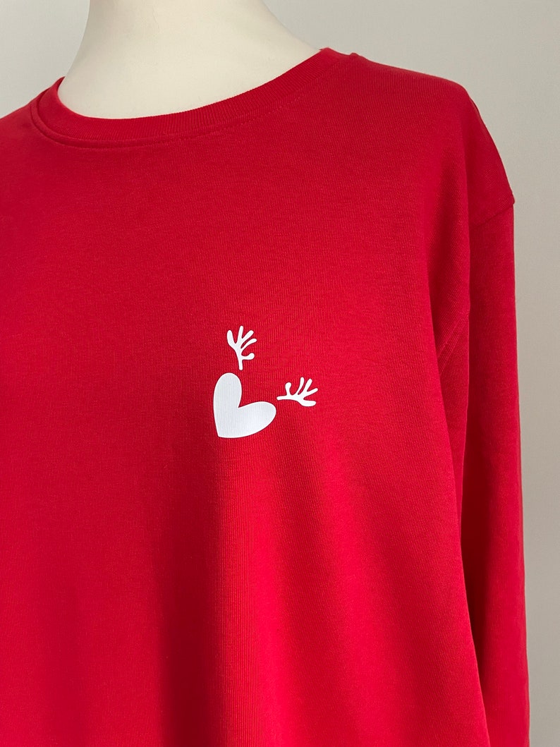 Geweih-Herz Sweat-Shirt Rentier Weihnachten Rot/Weiß SCHUHZWANG Bild 6