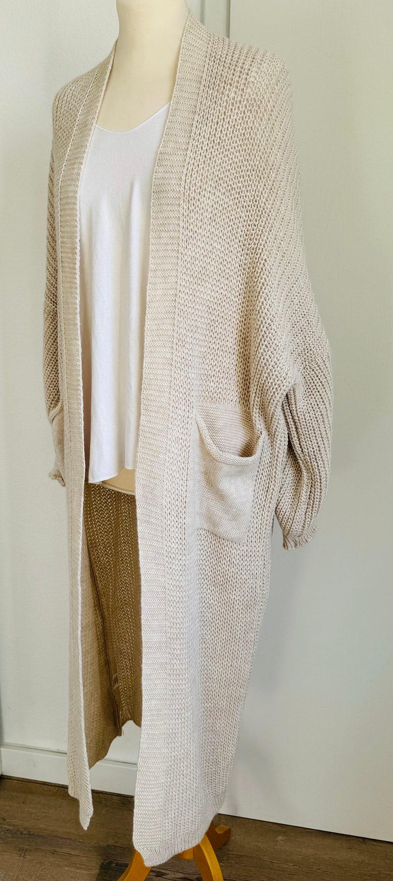 Langer Cardigan CARA Strickjacke Strickmantel Light Beige SCHUHZWANG Bild 4