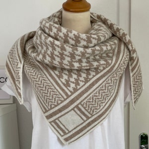 Triangle cashmere scarf beige/wool white houndstooth pattern scarf wool scarf cashmere schuhzwang