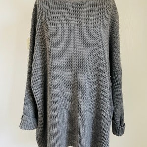 Oversized Ripp-Strickpullover Grobstrick CARLA Grau SCHUHZWANG Bild 2