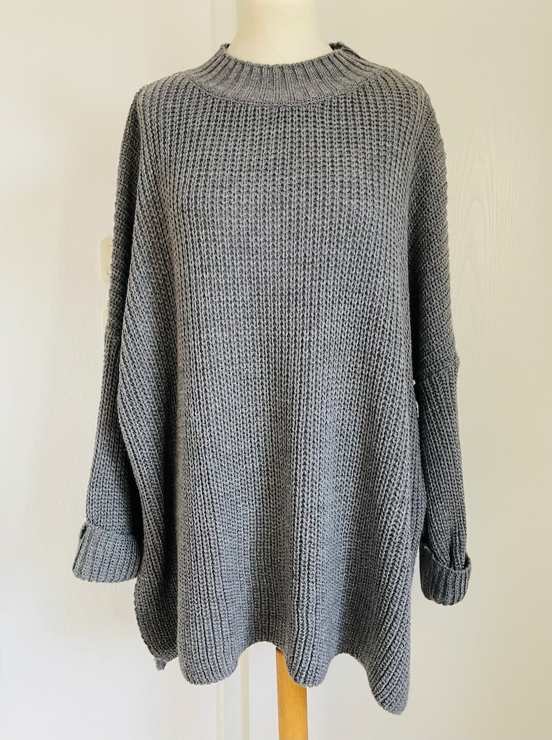 Oversized Ripp-Strickpullover Grobstrick CARLA Grau SCHUHZWANG Bild 2