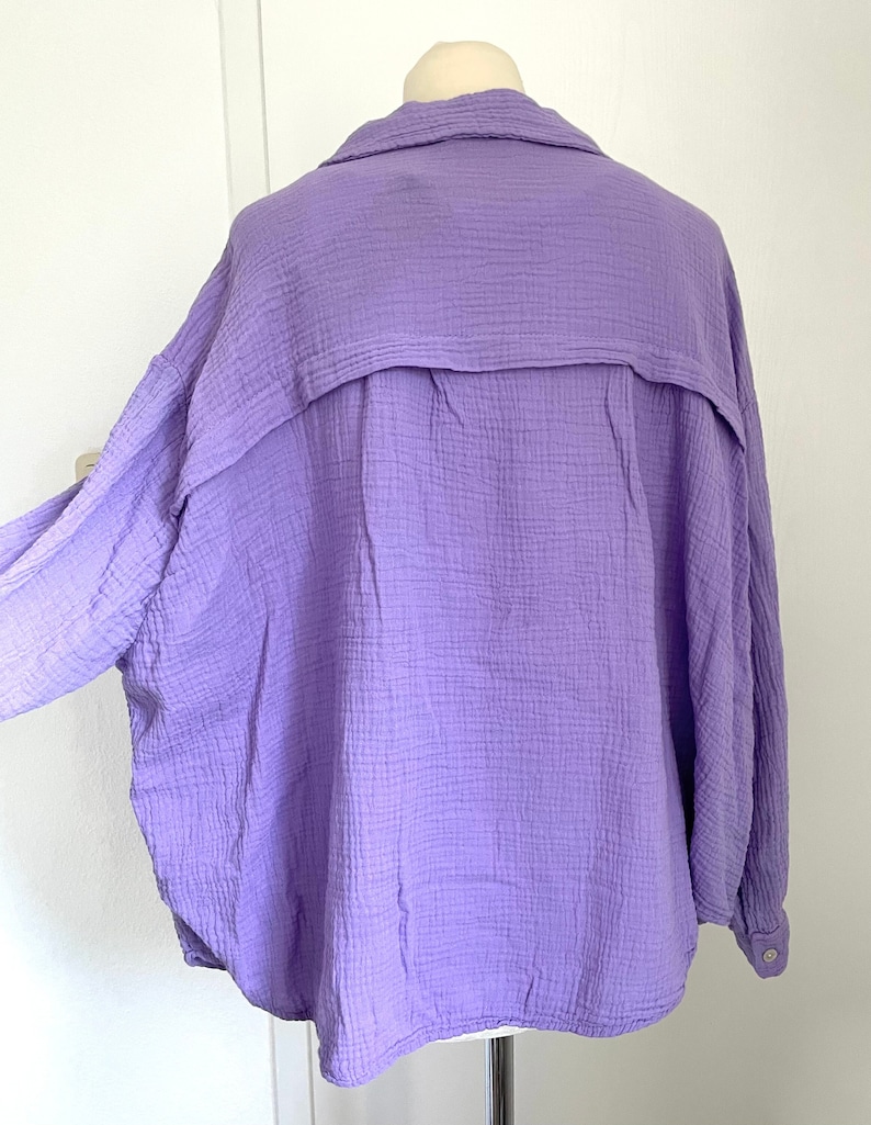 Oversized kurze Musselinbluse XS-XL Flieder Hemd SCHUHZWANG Bild 1