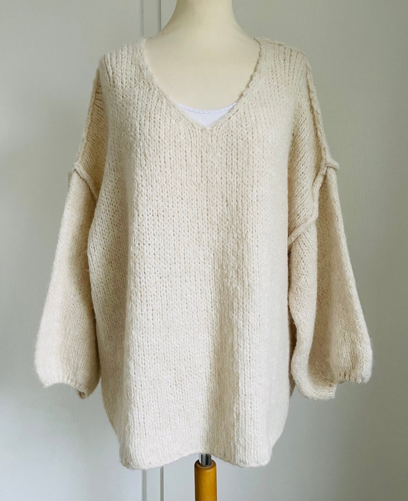 Oversized Strickpullover V-Auschnitt Grobstrick Schwarz Pullover Pulli SCHUHZWANG Bild 3