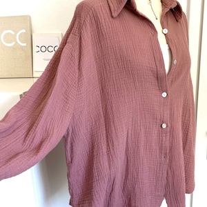 Oversized short muslin blouse XS-XL shirt light rosewood medium old pink old rose SCHUHZWANG image 4