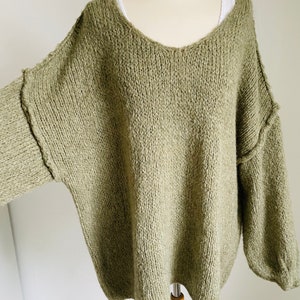 Oversized Strickpullover V-Auschnitt Grobstrick Matcha Pullover Pulli SCHUHZWANG Bild 2