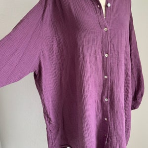 Oversized Musselinbluse XS-XXL Aubergine SCHUHZWANG Bild 3